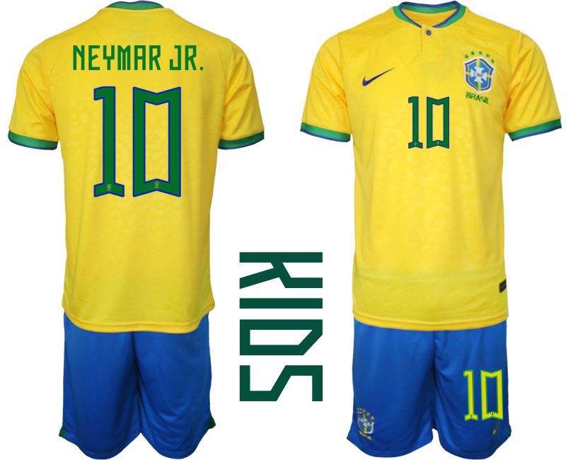 Youth 2022 World Cup National Team Brazil home yellow 10 Soccer Jersey2